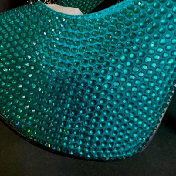 Bordello Teeze Rhinestone Platforms Turquoise Size 8 - Picture 8 of 13